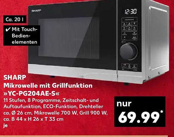 SHARP Mikrowelle mit Grillfunktion »YC-PG204AE-S«
