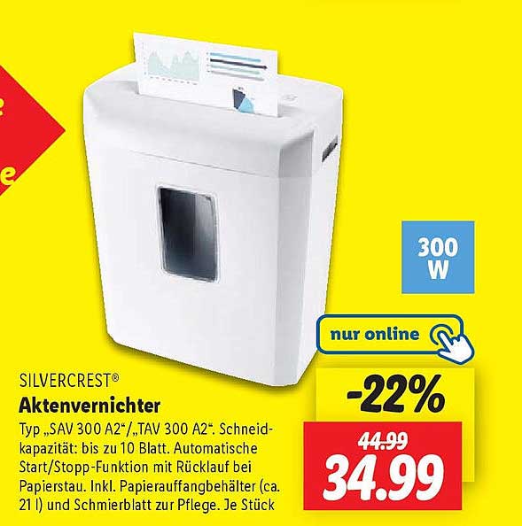 SILVERCREST® Aktenvernichter Typ SAV 300 A2/TAV 300 A2