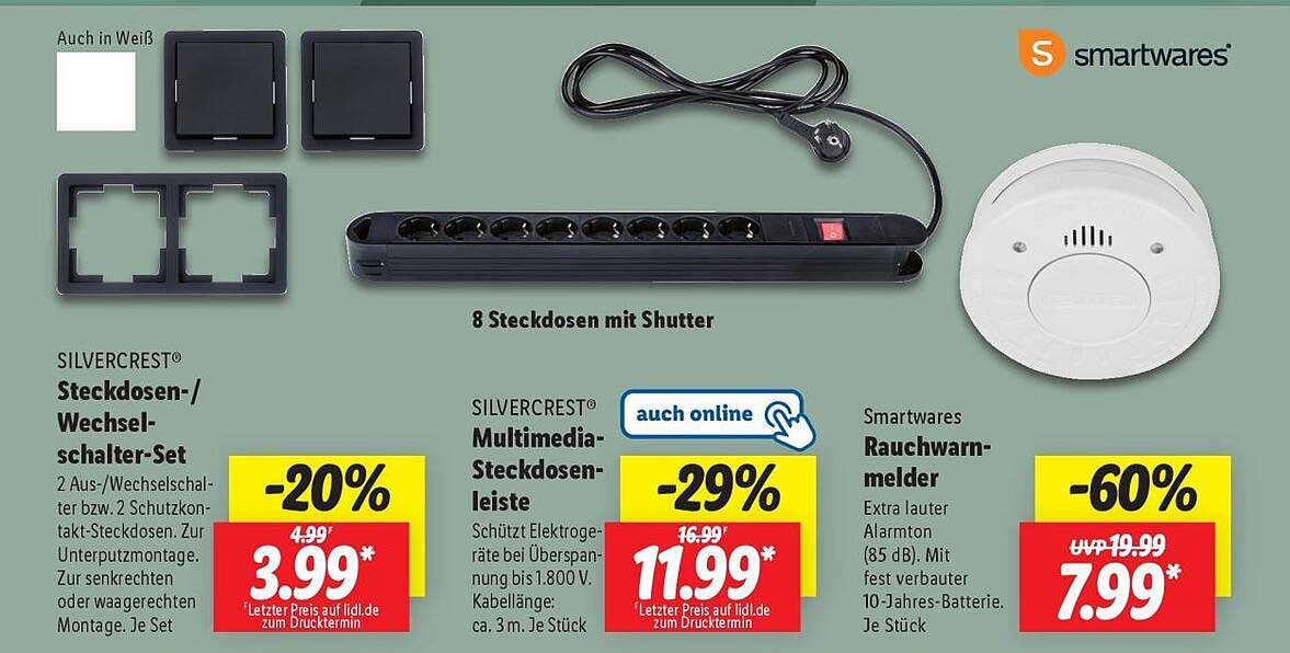 SILVERCREST® Steckdosen-/Wechselschalter-Set und Multimedia-Steckdosenleiste