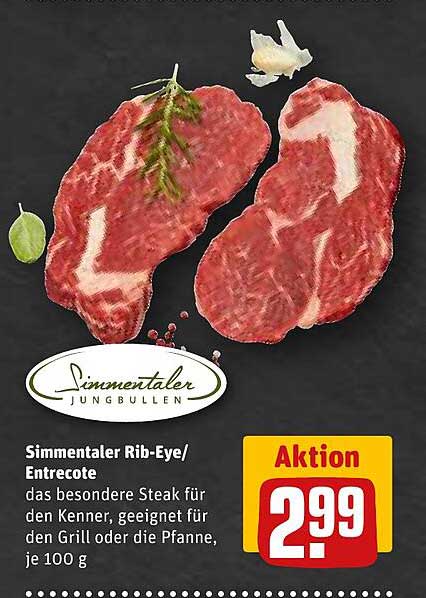 Simmentaler Rib-Eye/Entrecote - das besondere Steak für den Kenner