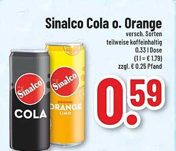 Sinalco Cola oder Orange - 0,33l Dose