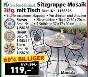 Sitzgruppe Mosaik 3tlg. mit Tisch