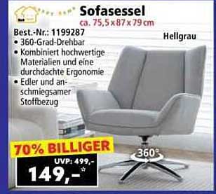 Sofasessel Hellgrau – 360-Grad-Drehbar, Hochwertig und Ergonomisch