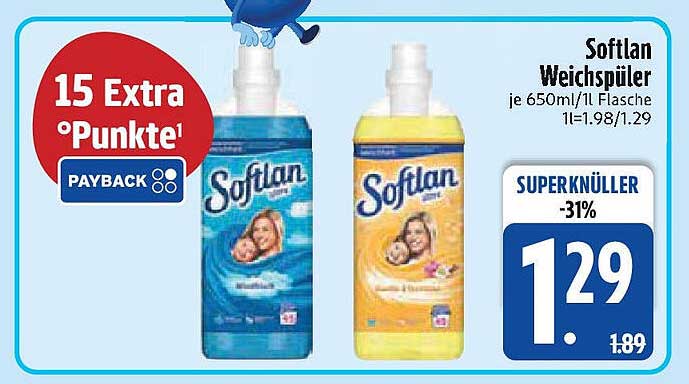 Softlan Weichspüler je 650ml/1l Flasche