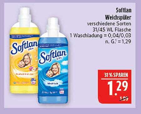 Softlan Weichspüler verschiedene Sorten 31/45 W.L. Flasche