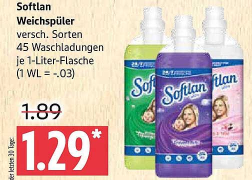 Softlan Weichspüler - Verschiedene Sorten für frische Wäsche
