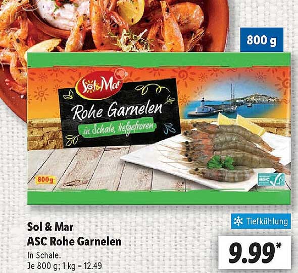 Sol & Mar ASC Rohe Garnelen in Schale, tiefgefroren
