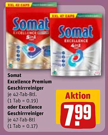 Somat Excellence Geschirrreiniger 42 Tab/Btl oder Excellence Geschirrreiniger 47 Tab/Btl