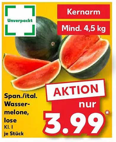 Spanische/italienische Wassermelone, kernarm, lose, Kl. I je Stück