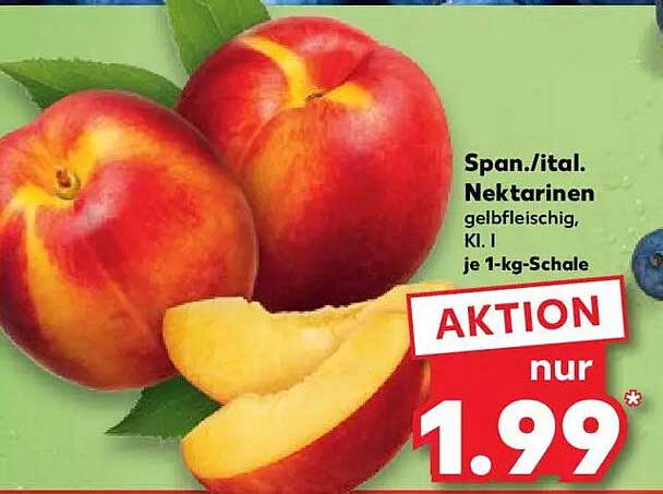 Span./ital. Nektarinen, gelbfleischig, Kl. I je 1-kg-Schale