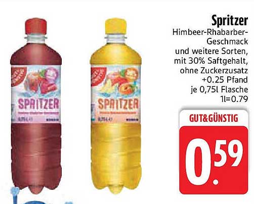 Spritzer Himbeer-Rhabarber-Geschmack und weitere Sorten