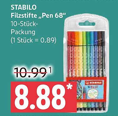 STABILO Filzstifte „Pen 68“ 10-Stück-Packung