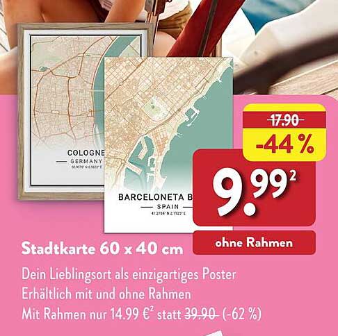 Stadtkarte 60 x 40 cm - Dein Lieblingsort als einzigartiges Poster