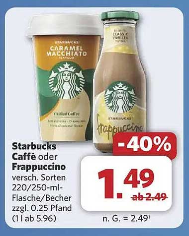 Starbucks Caffè oder Frappuccino - verschiedene Sorten 220/250 ml