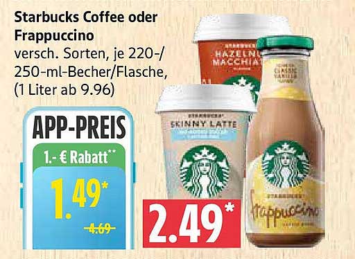Starbucks Coffee oder Frappuccino - verschiedene Sorten