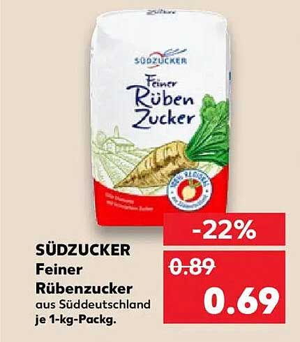 SÜDZUCKER Feiner Rübenzucker 1-kg-Packung
