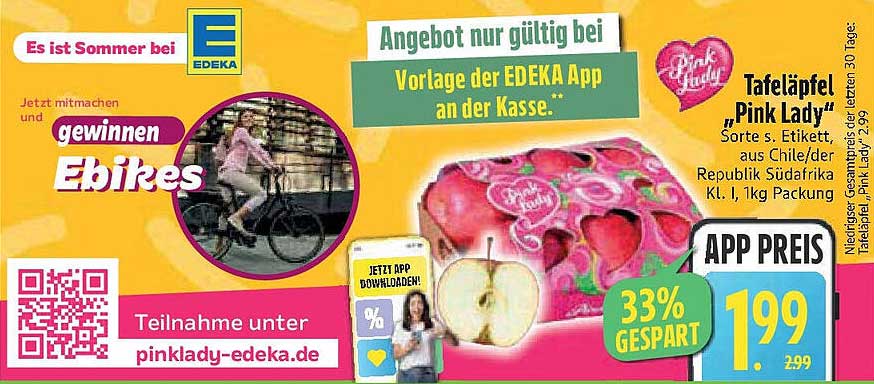 Tafeläpfel 'Pink Lady' - 1 kg Packung