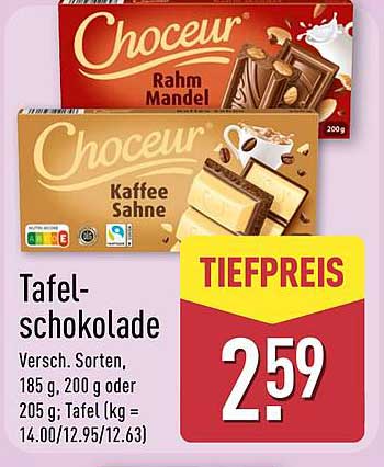 Tafelschokolade Choceur in verschiedenen Sorten