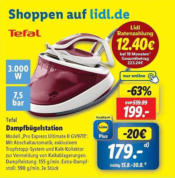 Tefal Dampfstation Pro Express Ultimate II GV9711 für 179,00 €