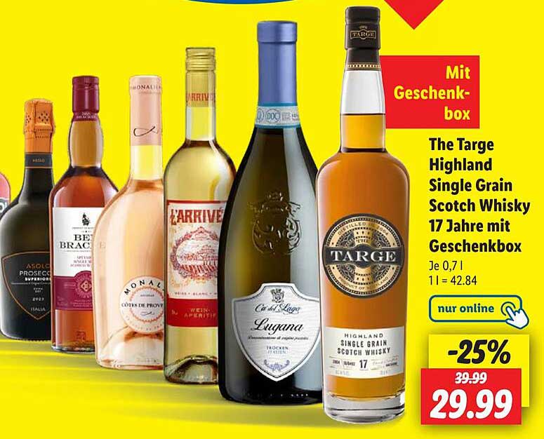 The Targe Highland Single Grain Scotch Whisky 17 Jahre mit Geschenkbox