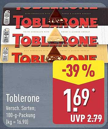 Toblerone Schokolade - Verschiedene Sorten; 100-g-Packung