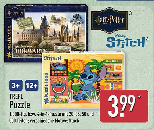Trefl Puzzle 1.000-tlg. (Harry Potter & Disney Stitch)