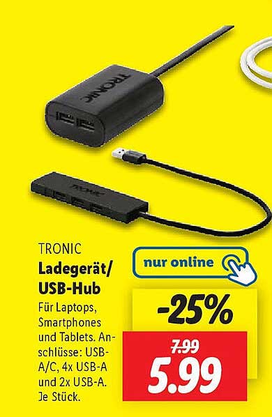 TRONIC Ladegerät/USB-Hub