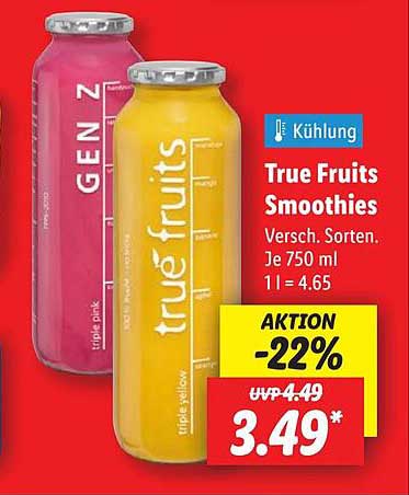 True Fruits Smoothies – Verschiedene Sorten 750 ml