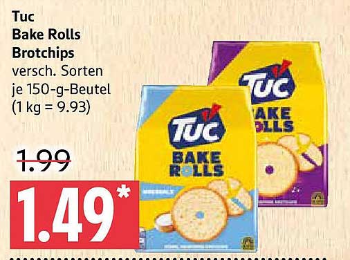 Tuc Bake Rolls Brotchips 150-g-Beutel