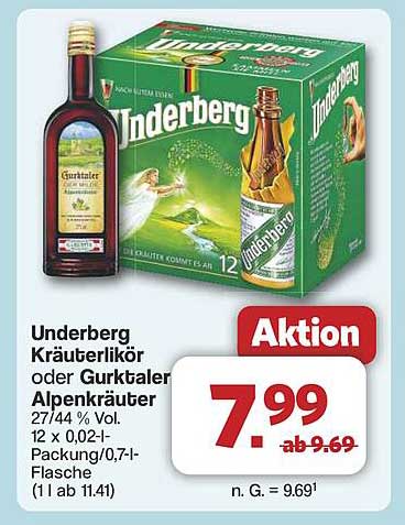 Underberg Kräuterlikör oder Gurktaler Alpenkräuter