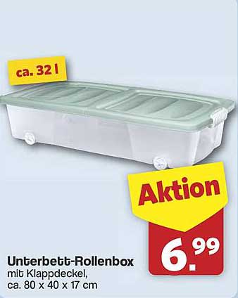 Unterbett-Rollenbox mit Klappdeckel, ca. 80 x 40 x 17 cm
