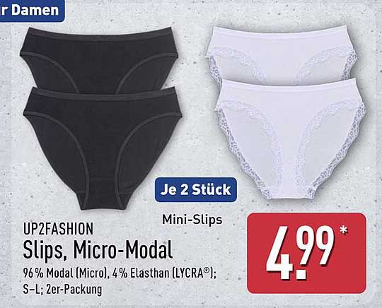 UP2FASHION Mini-Slips, Micro-Modal – Je 2 Stück