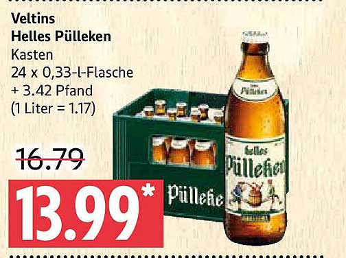 Veltins Helles Püilleken Kasten 24 x 0,33 l-Flasche
