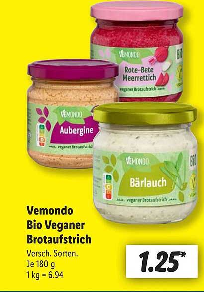 Vemondo Bio Veganer Brotaufstrich - Versch. Sorten