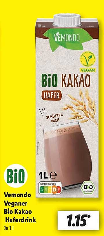 Vemondo Veganer Bio Kakao Haferdrink 1l