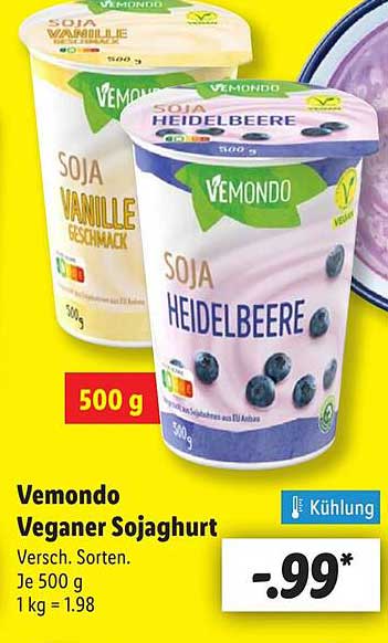 Vemondo Veganer Sojaghurt in verschiedenen Sorten