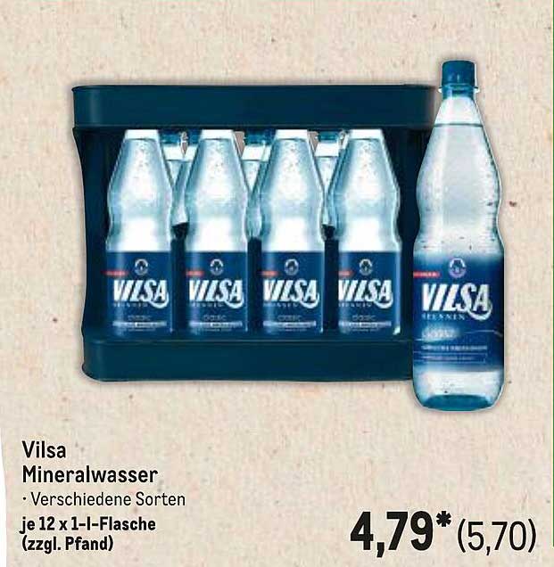 Vilsa Mineralwasser - Verschiedene Sorten, 12 x 1-L-Flasche