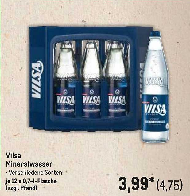 Vilsa Mineralwasser - Verschiedene Sorten, je 12 x 0,7 l-Flasche (zzgl. Pfand)