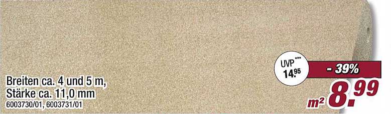 Vinylboden in Sandbeige (UVP 14,95 €) – jetzt nur 8,99 € / m²