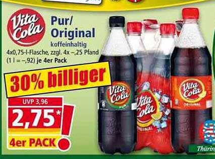 Vita Cola Pur/Original 4er Pack - 30% günstiger!