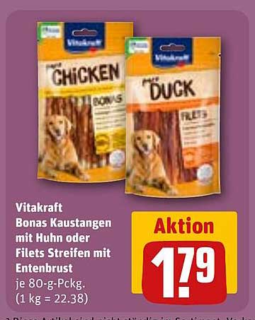 Vitakraft Bonas Kaustangen mit Huhn oder Filets Streifen mit Entenbrust