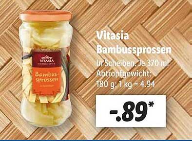 Vitasia Bambussprossen in Scheiben - 370 ml