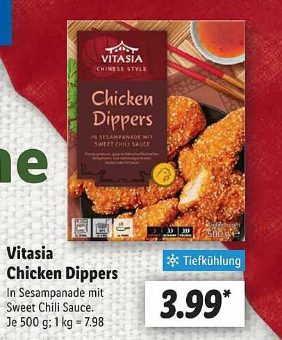 Vitasia Chicken Dippers in Sesam- und Sweet Chili Sauce, 500 g