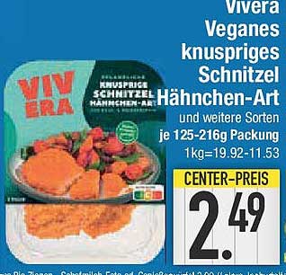 Vivera Veganes knuspriges Schnitzel Hähnchen-Art - 125-216 g Packung