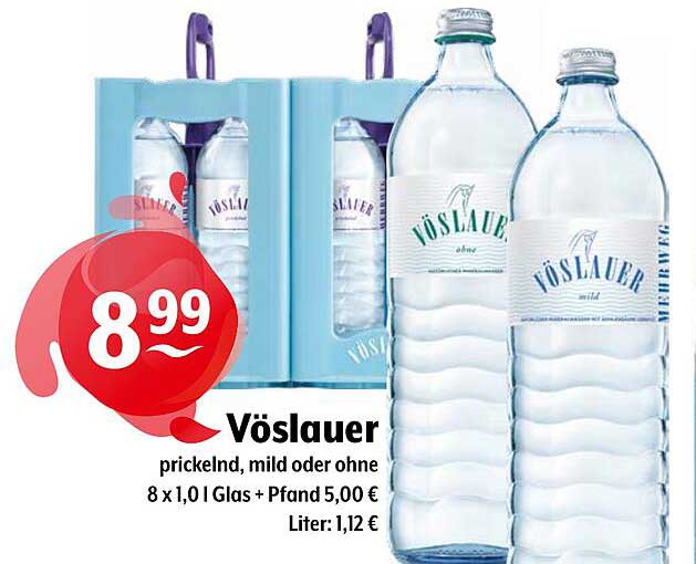 Vöslauer Prickelnd, Mild oder Ohne - 8 x 1,0 l Gläser