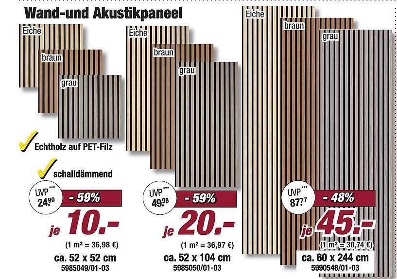 Wand- und Akustikpaneel in verschiedenen Ausführungen