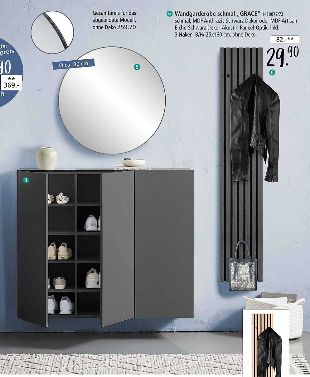 Wandgarderobe schmal „GRACE“