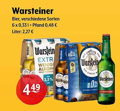 Warsteiner Bier, verschiedene Sorten, 6 x 0,33 l