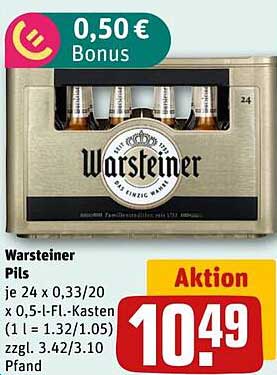 Warsteiner Pils - 24er Kasten für nur 10,49 € mit Bonus