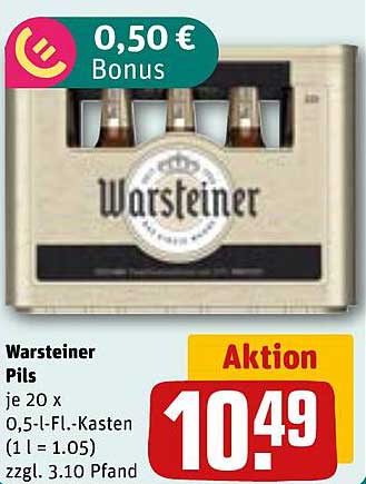 Warsteiner Pils Kasten – 20 x 0,5-Liter-Flaschen zum Aktionspreis